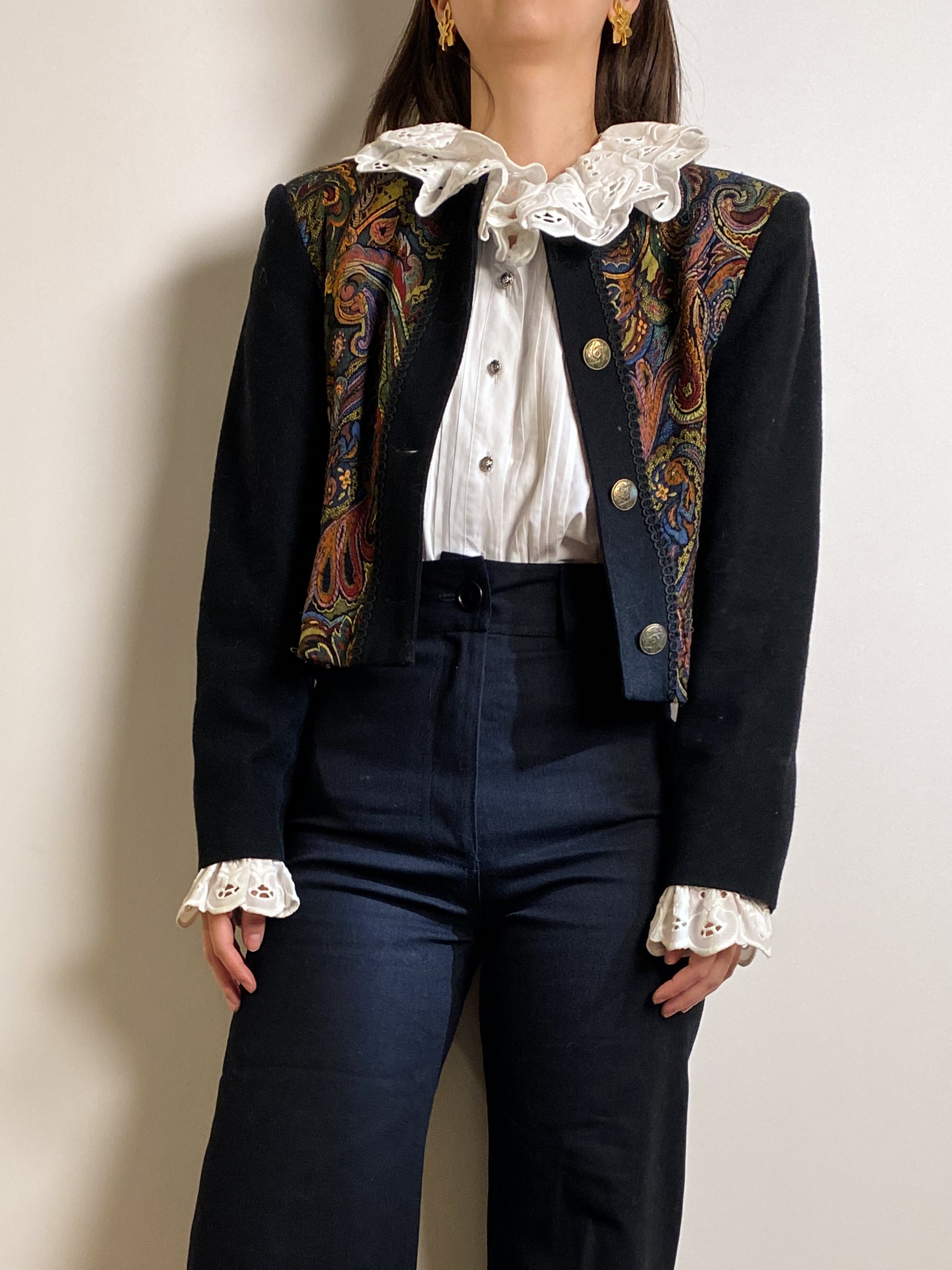 Vintage Embroidery wool blazer