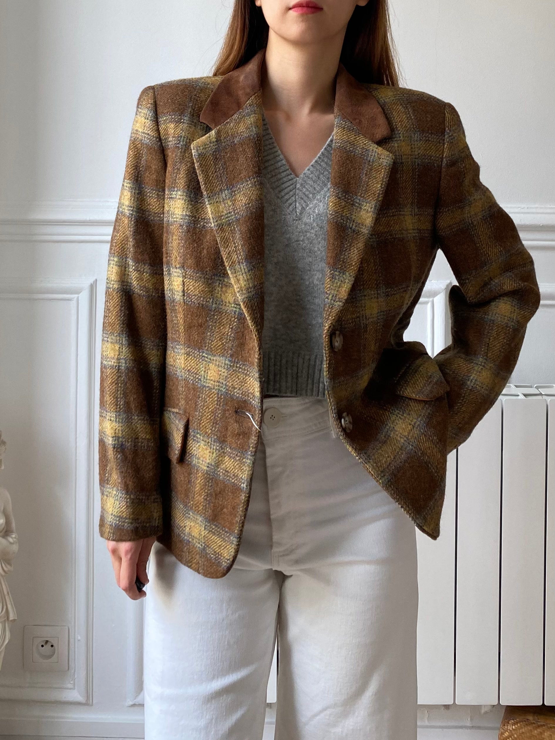 Blazer tweed marron 80s