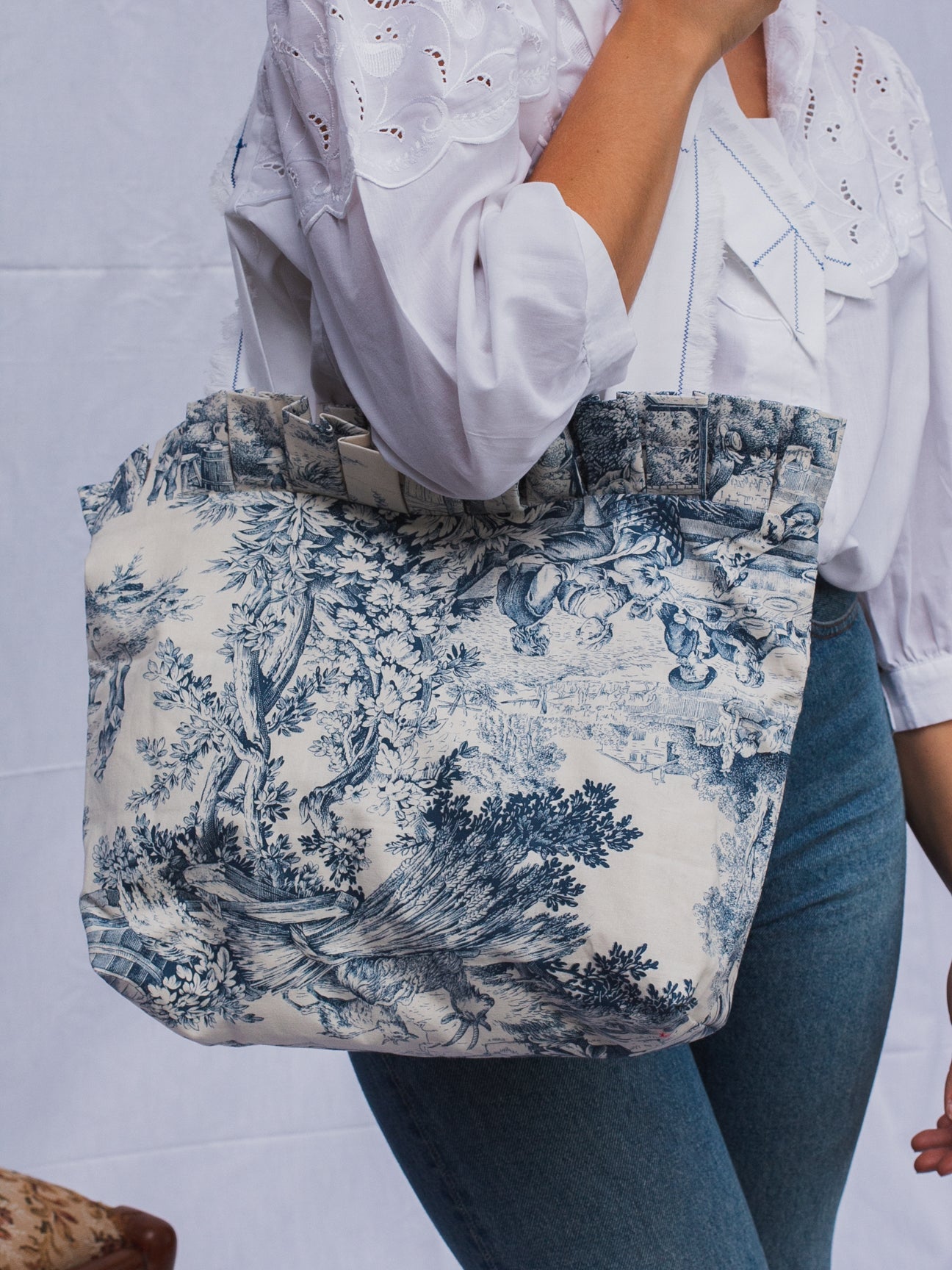 Handmade bag Toile de Jouy