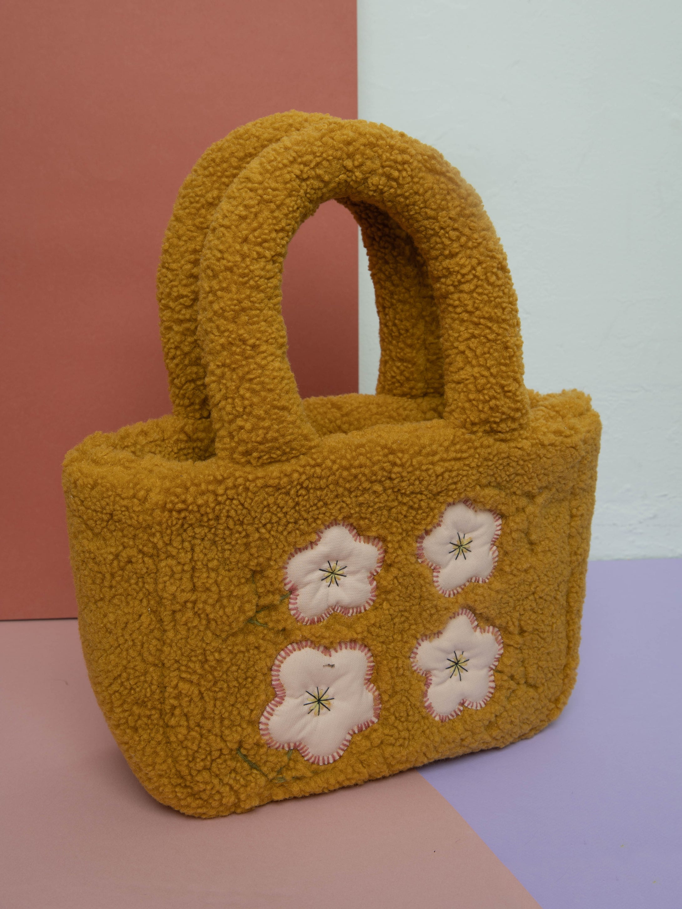 Handmade shearling tote